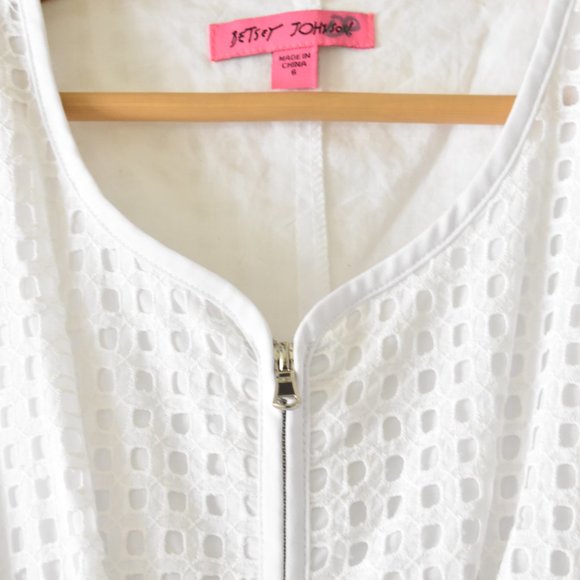 Betsey Johnson Sleeveless Front Zip Eyelet Mini Dress - Picture 7 of 15